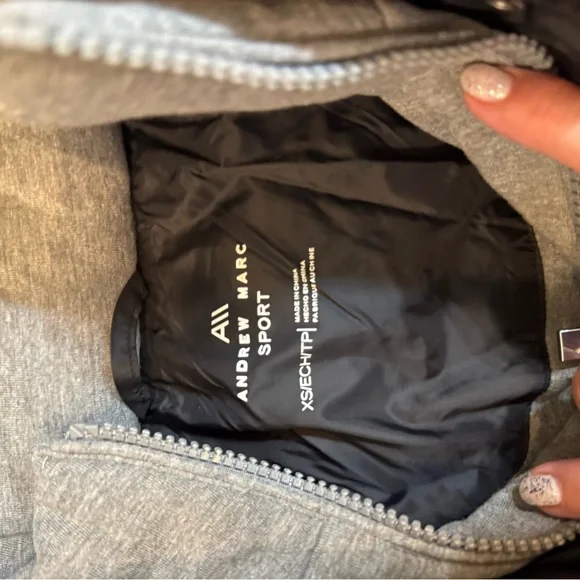 Andrew Marc Gray and Black Hooded Vest - Picture 2 of 3